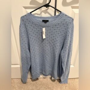 NWT J Crew Light Blue Eyelet Sweater Size 2X